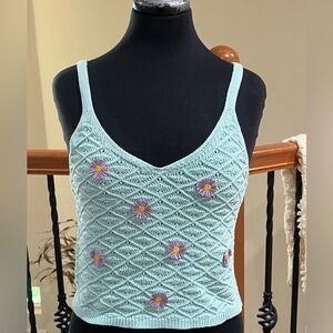 SWEET REPUBLIC SOFT GIRL FLORAL PATCH, KNIT DAISY TANK TOP, Y2K REVIVAL, SIZE L